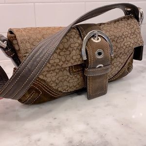 COACH leather trim shoulder handbag